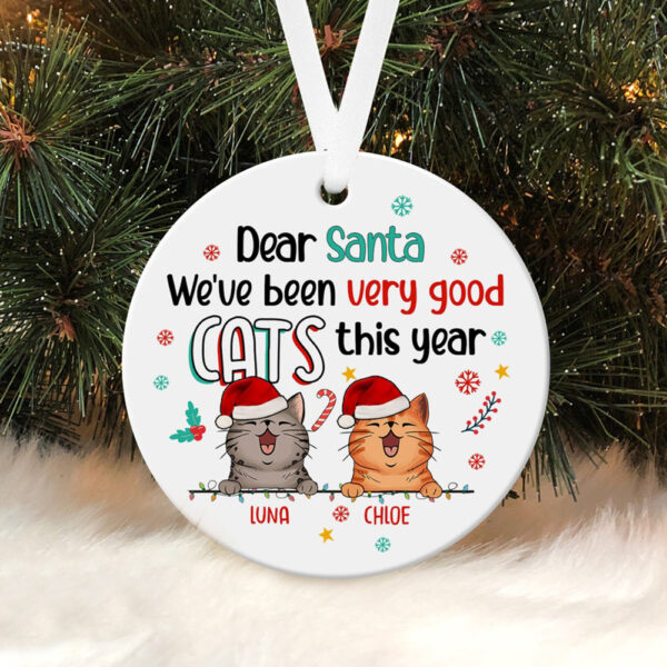Personalized Ornament For Cat Owners Dear Santa Snowflakes Candy Cane Funny Custom Name Tree Hanging Gifts For Christmas
