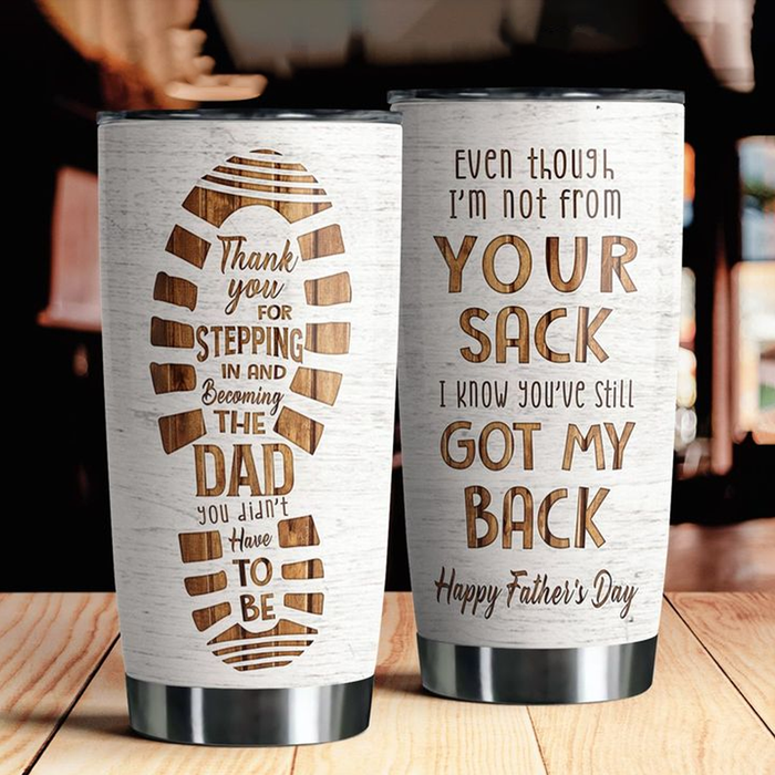 Personalized Tumbler Gifts For Step Dad Footprints Thanks For Stepping In Custom Name Travel Cup For Christmas Birthday