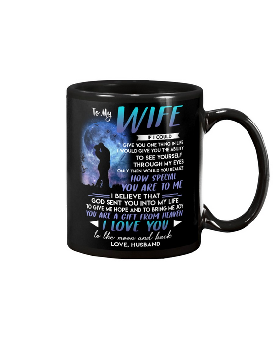 Personalized Coffee Mug For Wife From Husband God Sent You To My Life Moon Custom Name Black Cup Gifts For Christmas