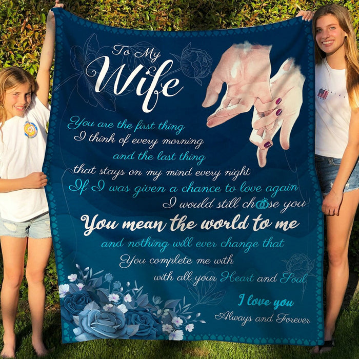 Personalized Romantic Blanket To My Wife You Mean The World To Me Hand In Hand Blanket For Valentine Custom Name