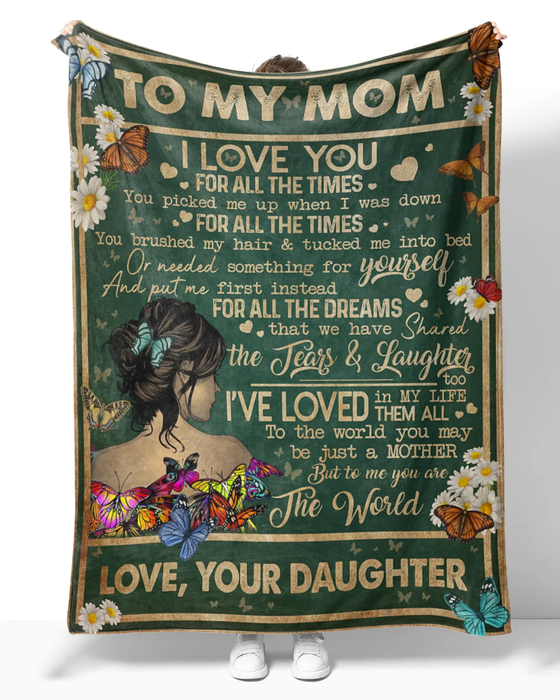 Personalized Vintage Blanket To My Mom On Mothers Day Beautiful Women & Butterfly Blanket Custom Name