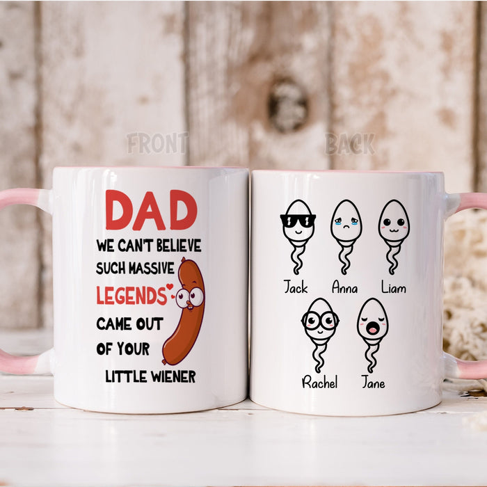 Personalized Accent Mug For Dad Came Out Of Your Little Wiener Funny Swimming Sperm Custom Kids Name 11 15oz Cup
