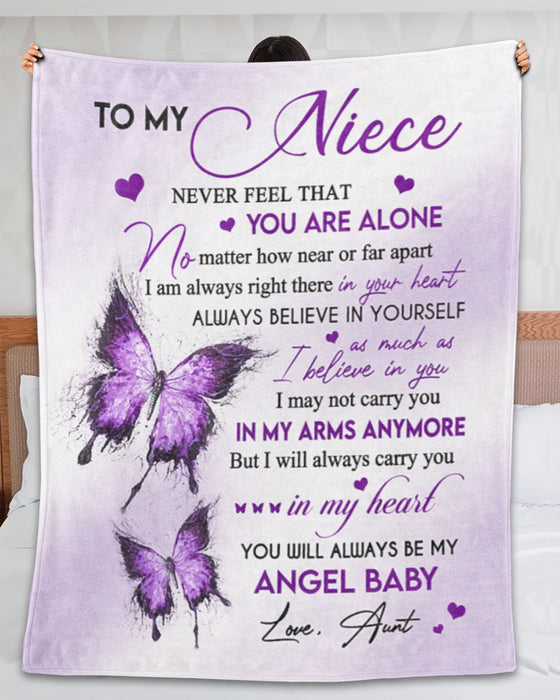 Personalized To My Niece Blanket From Aunt Uncle I Will Always Carry You In My Heart Custom Name Gifts For Christmas