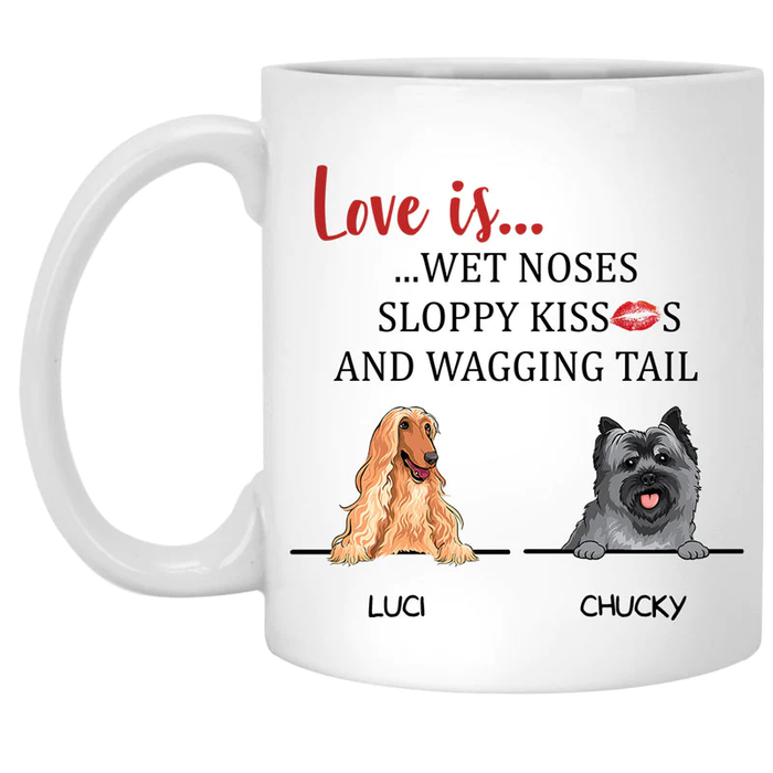 Personalized Coffee Mug Gifts For Dog Owners Love Is Wet Noses Sloppy Kiss Custom Name White Cup For Christmas Birthday