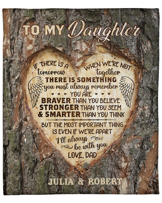 Personalized Blanket To My Daughter From Dad Meaningful Message Engraved On The Tree Angel Wings Printed Custom Name