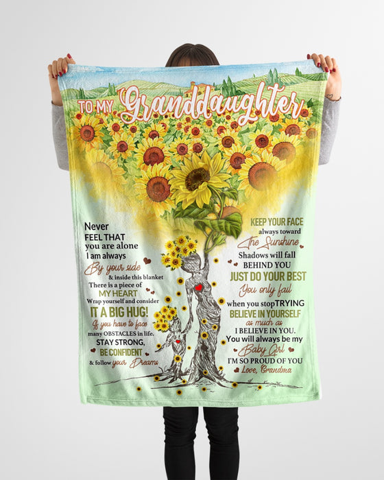 Personalized To My Granddaughter Blanket From Grandma Sunflowers Never Forget I Love You Custom Name Gifts For Christmas