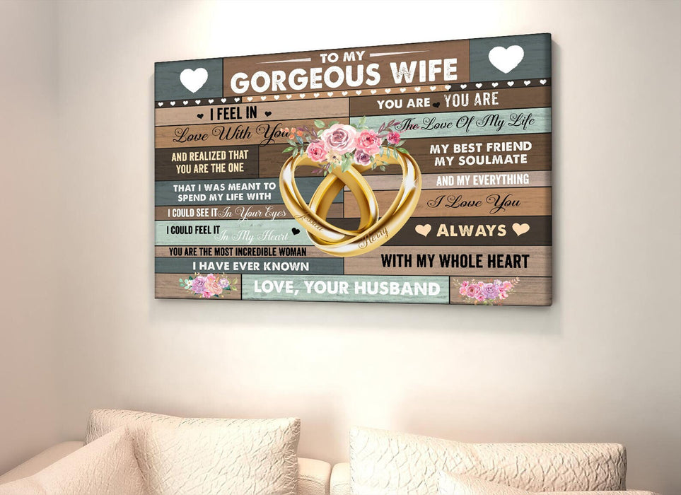 Personalized To My Wife Canvas Wall Art From Husband You Are The Love Of My Life Rings Custom Name Poster Prints Gifts