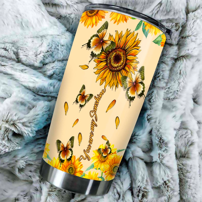 Personalized Tumbler To Granddaughter Gifts From Grandparents You Are My Sunshine Sunflower Custom Name Travel Cup 20oz