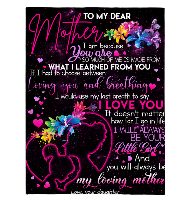 Personalized Blanket To My Mom From Daughter Mom And Baby Girl Print Lily Design Galaxy Background Custom Name