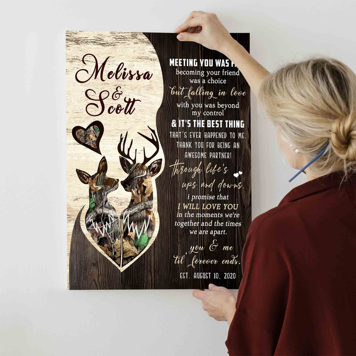 Personalized Canvas Wall Art For Couples Deer Hunting Meeting You Was A Fate Custom Name Poster Prints Valentine Gifts