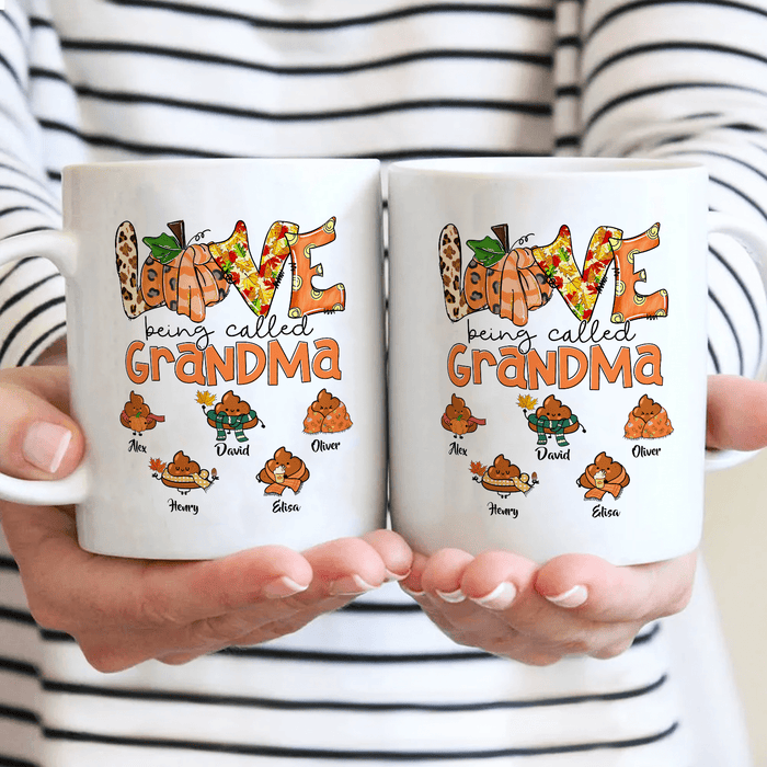 Personalized Coffee Mug Gifts For Grandma Love Being Called Pumpkins Cute Poops Custom Grandkids Name Birthday White Cup