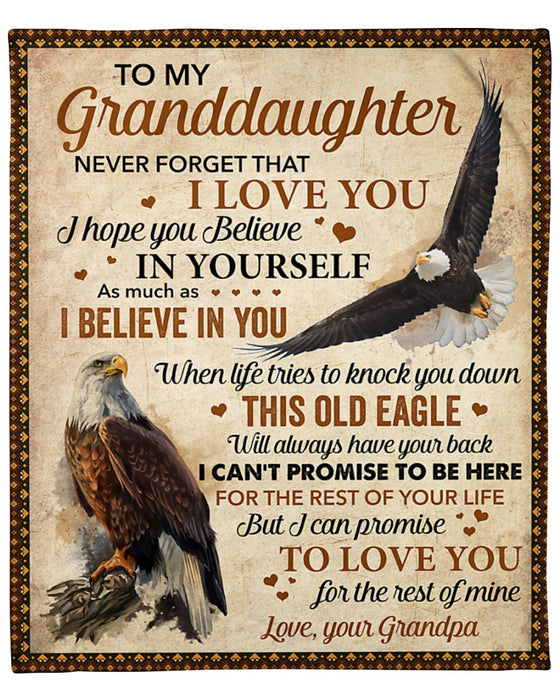 Personalized Blanket To My Granddaughter From Grandma Never Forget Eagle Printed Rustic Design Custom Name