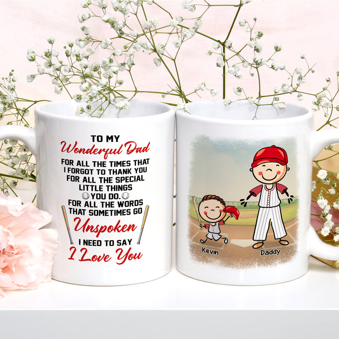 Personalized Ceramic Coffee Mug For Baseball Lovers To Dad Unspoken Cute Kids Print Custom Name 11 15oz Cup