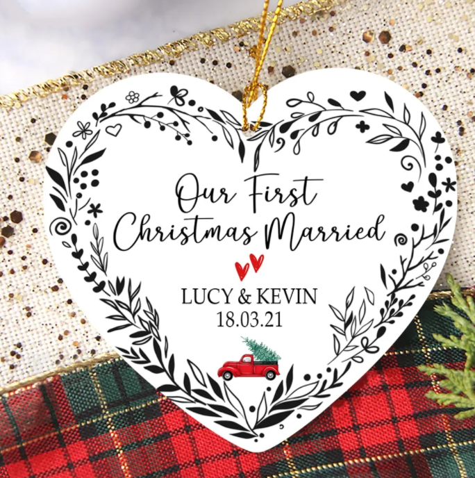 Personalized Ornament Gifts For Newlywed Our First Christmas Married Truck Custom Name Tree Hanging On Anniversary