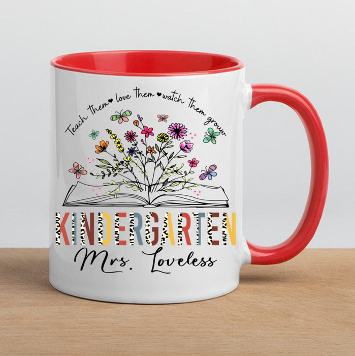 Personalized Coffee Mug For Teacher Teach Them Love Them Cute Flower Custom Name Ceramic Cup Gifts For Back To School