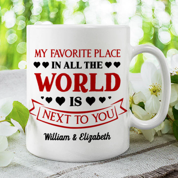 Personalized Coffee Mug Gifts For Couples My Favorite Place Is Next To You Custom Name Photo White Cup For Anniversary
