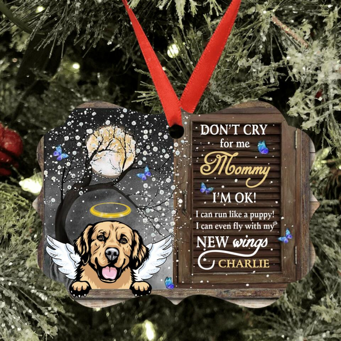 Personalized Memorial Ornament For Dog Loss Lover In Heaven I Can Run Like A Puppy Fly With My Wings Custom Name Gifts
