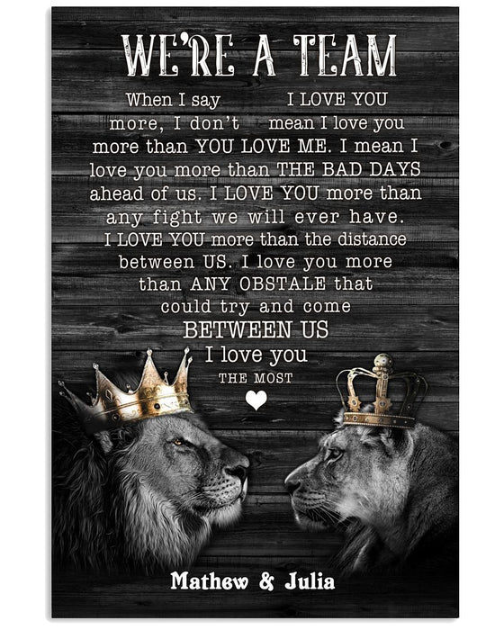 Personalized Canvas Wall Art For Couples We're A Team Diadem Lion Word Art Custom Name Poster Prints Anniversary Gifts