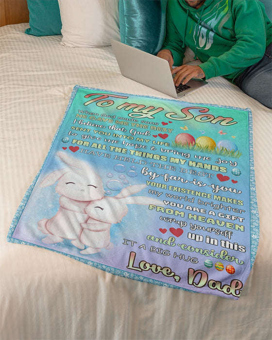 Personalized To My Son Blanket From Parents Custom Name Baby Cute Rabbit Consider It A Big Hug Gifts For Christmas