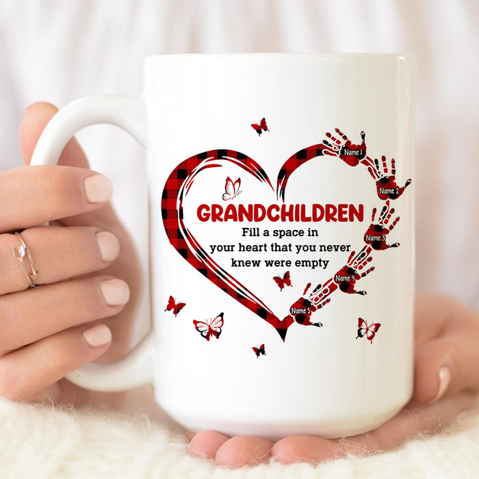 Personalized Coffee Mug Gifts For Grandma Grandchild Fill Space In Your Heart Custom Grandkids Name Christmas White Cup