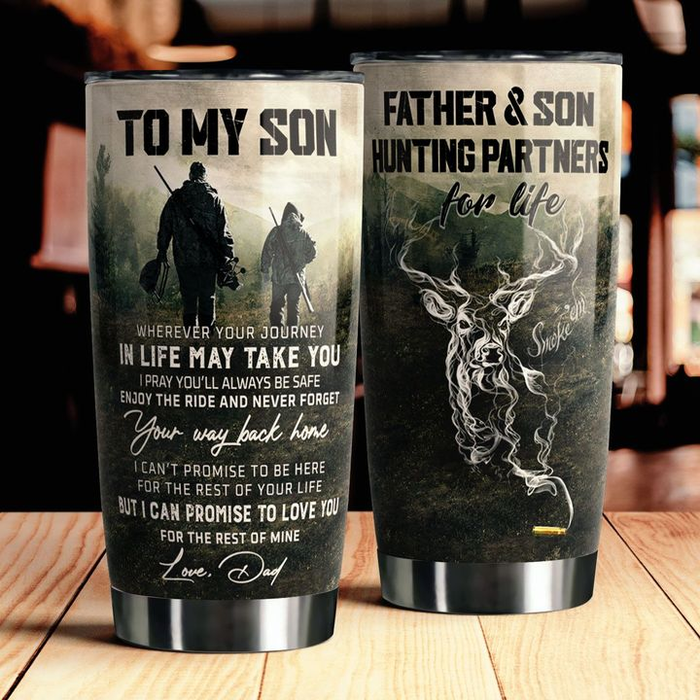 Personalized To My Son Tumbler From Dad Hunting Deer Love You The Rest Of Mine Custom Name Travel Cup Birthday Gifts