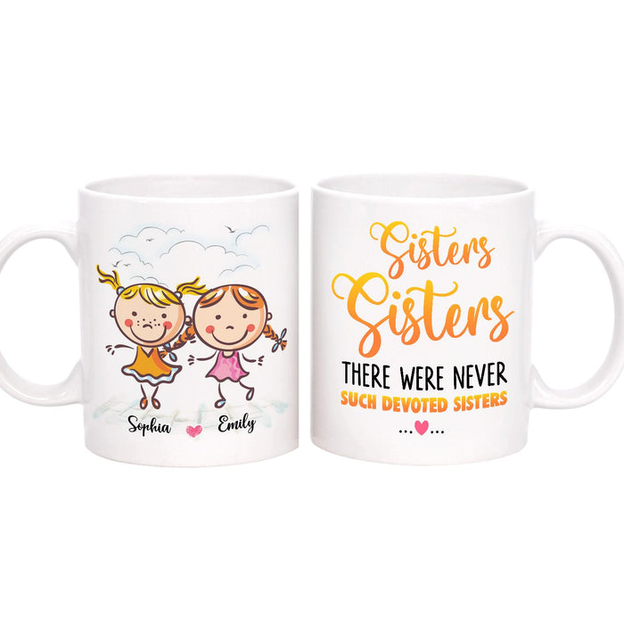 Personalized Ceramic Coffee Mug For Bestie Sisters Sisters Funny Cute Girls Print Custom Name 11 15oz Cup
