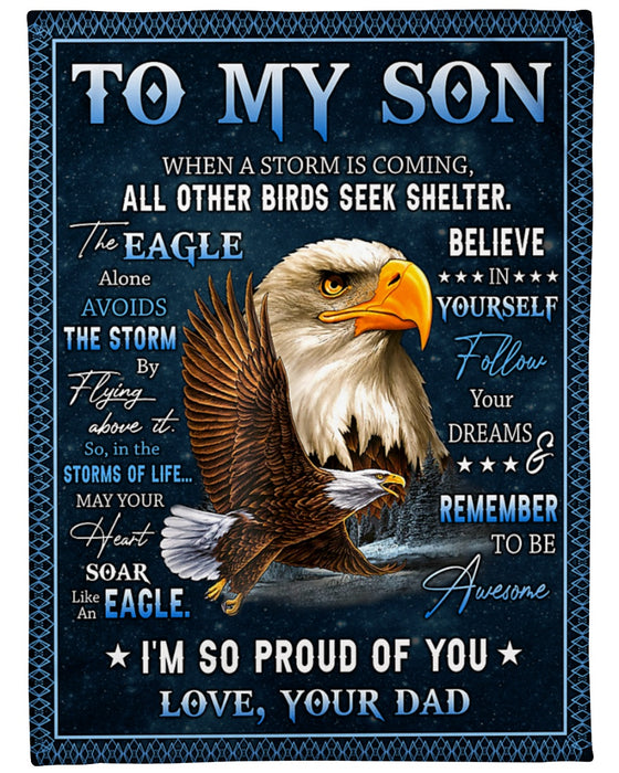 Personalized To My Son Blanket From Parents Custom Name Eagle When A Storm Is Coming Gifts For Birthday Christmas