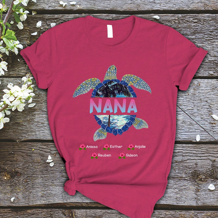 Personalized T-Shirt For Grandma Nana Turtle Shirt Custom Grandkids Name Shirt