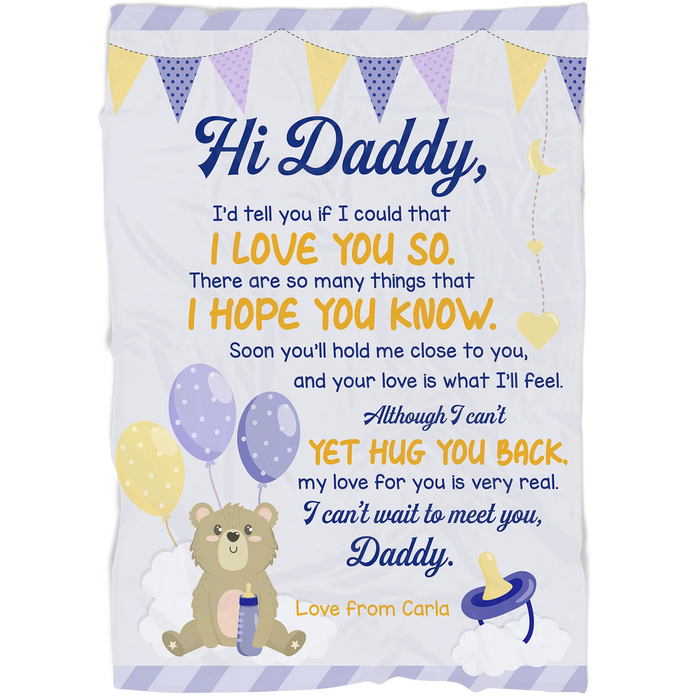 Personalized Blanket To My New Dad From Baby Cute Funny Cartoon Bear Print Custom Name Father's Day Blanket