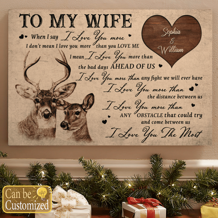 Personalized To My Wife Canvas Wall Art From Husband Hunting Deer Love Than Distance Custom Name Poster Prints Gifts