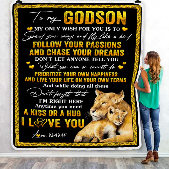Personalized To My Godson Blanket From Godparents Live Your Life On Your Own Terms Custom Name Gifts For Christmas