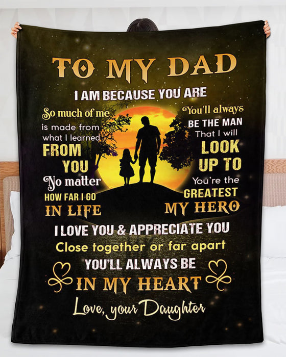 Personalized Blanket To My Dad From Daughter I Love You Dad And Baby Girl Under Sunset Printed Custom Name