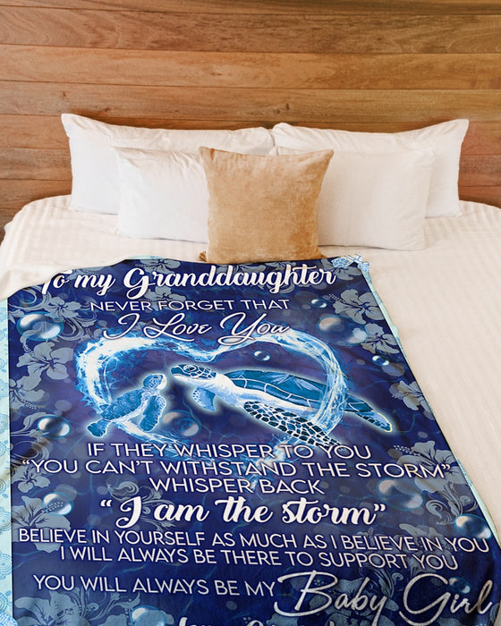 Personalized To My Granddaughter Blanket From Grandpa Grandma Turtles Heart Shape Believe In Yourself Custom Name