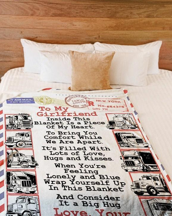 Personalized To My Girlfriend Love Letter Trucker Blanket From Boyfriend Inside This Blanket Is The Piece Of My Heart