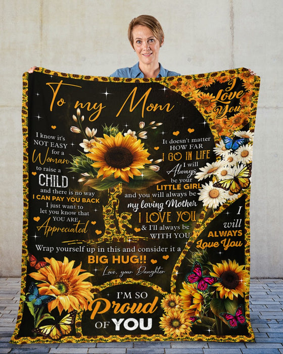 Personalized To My Mom Sunflower Tree Themed Fleece Blanket I Know It'S Not Easy For A Woman From Daughter Custom Name