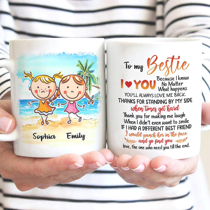 Personalized Ceramic Coffee Mug For Bestie BFF I Would Punch Her Cute Funny Girls Print Custom Name 11 15oz Cup