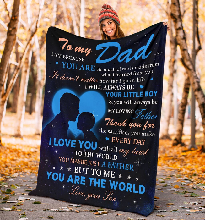Personalized Blanket To My Dad From Daughter Daddy & Baby Print Galaxy Background Father's Day Blanket Custom Name
