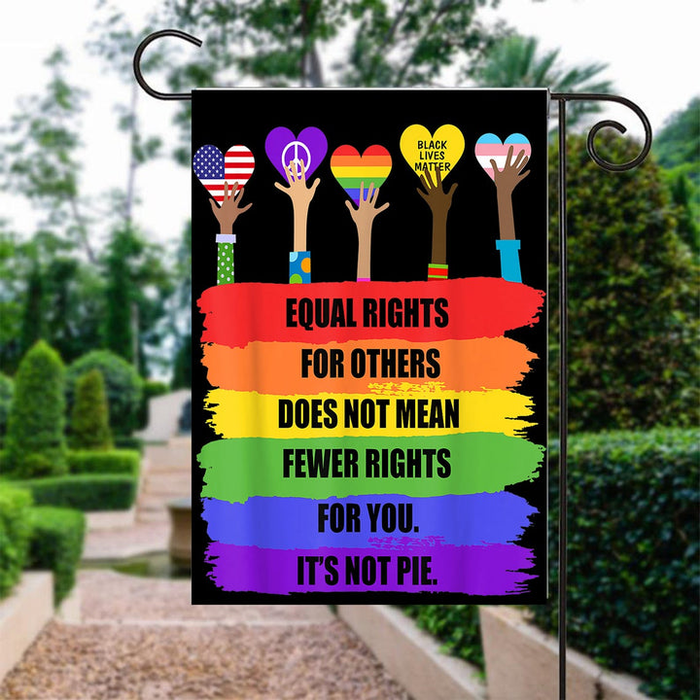 Pride Flag For LGBT Lesbian Gay Lovers Does Not Mean Colorful Design Raising Hands Print Welcome Garden Flag