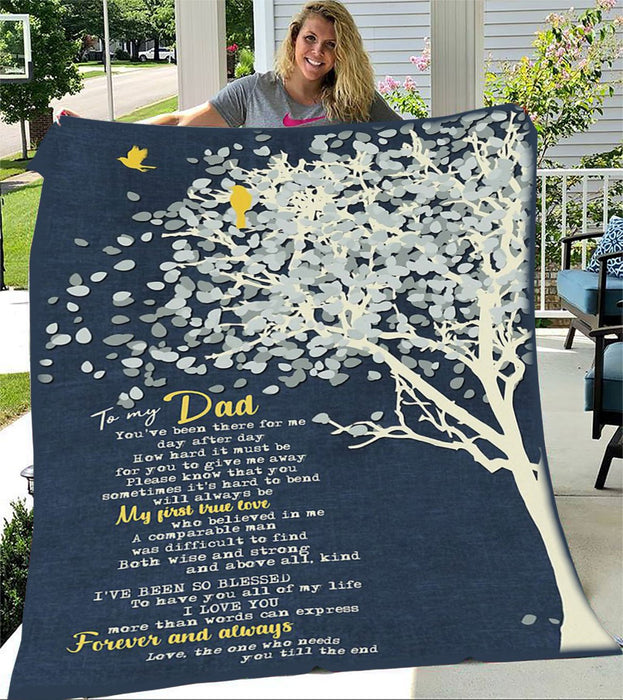 Personalized To My Dad Fleece Blanket You Are Been There For Me From Daughter Or Son Custom Name Winter Tree Printed