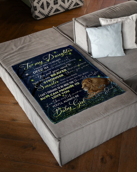 Personalized Blanket To My Daughter From Dad Whose Daughter You Are Lion Printed Galaxy Background Custom Name