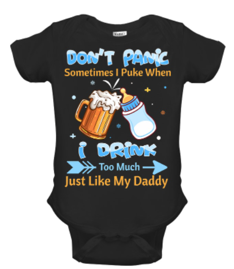 Classic Baby Onesie For Newborn Baby I Puke When I Drink Too Much Milk & Beer Cheers Funny Design Custom Name Father's Day Onesie