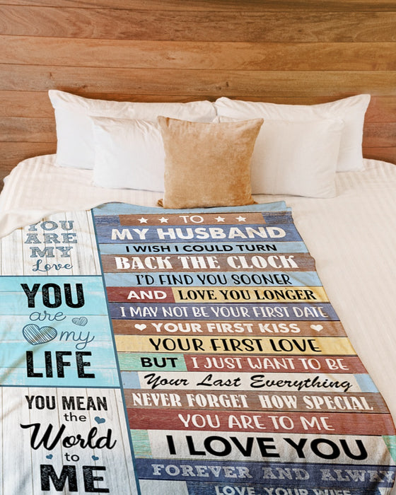 Personalized Blanket To My Husband From Wife You Are My Love Wooden Background Custom Name Premium Blanket