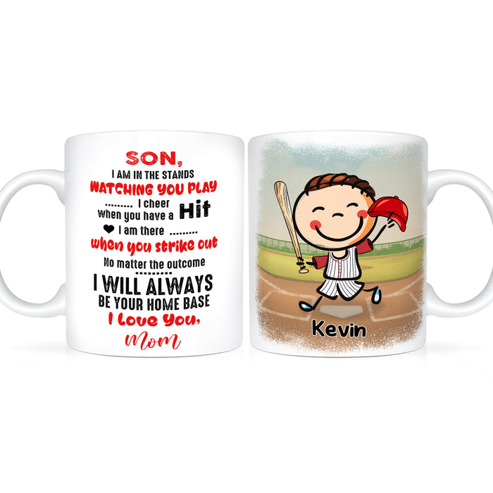 Personalized Ceramic Coffee Mug For Baseball Lovers To Son Funny Cute Kids With Bat Print Custom Name 11 15oz Cup
