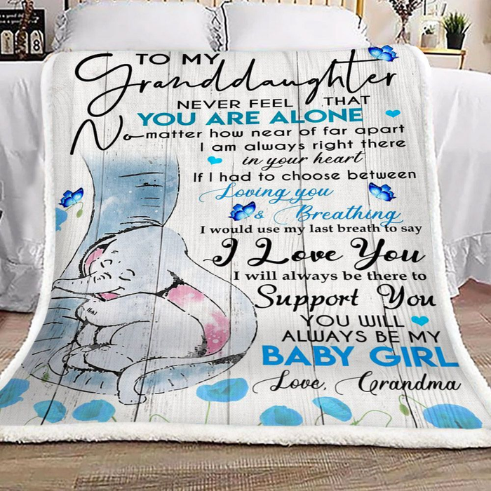 Personalized Wooden Fleece Blanket To My Granddaughter Cute Elephant Hugged Premium Blanket Custom Name