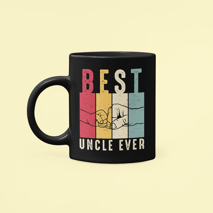 Novelty Coffee Mug For Uncle From Niece Nephew Best Uncle Ever Retro Vintage Fist Bump Black Cup Gifts For Christmas