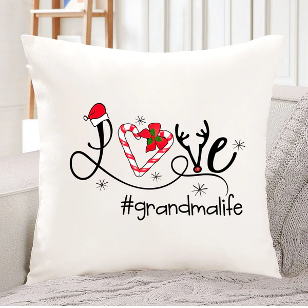 Personalized Square Pillow Gifts For Grandma Love Nana Life Candy Custom Grandkids Name Sofa Cushion For Christmas