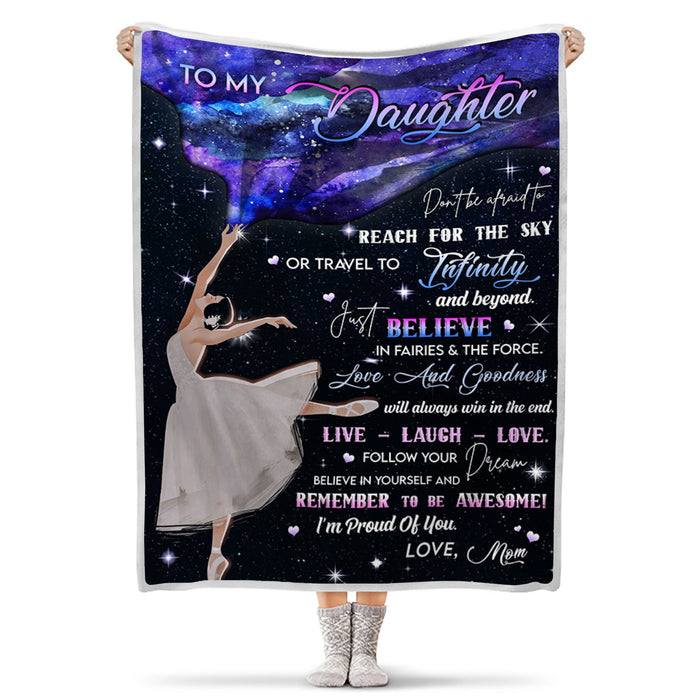 Personalized Fleece Sherpa Blanket To My Daughter Remember To Be Awesome From Mom Custom Name Ballet Girl Blanket