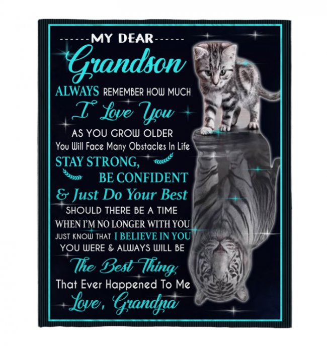 Personalized To My Grandson Blanket From Grandpa Grandma Tiger Stay Strong Be Confident Custom Name Gifts For Birthday