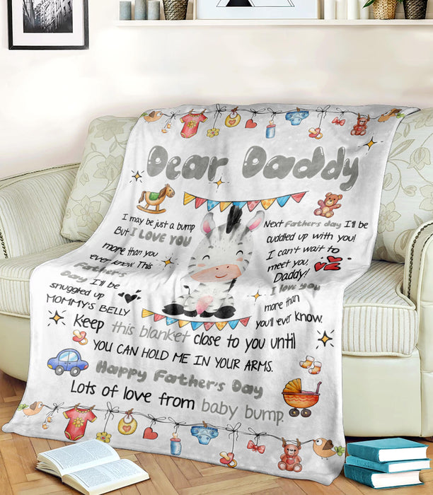 Personalized Blanket To My Dad From Baby Bump Happy Father's Day Cute Funny Baby Zebra Print Custom Name