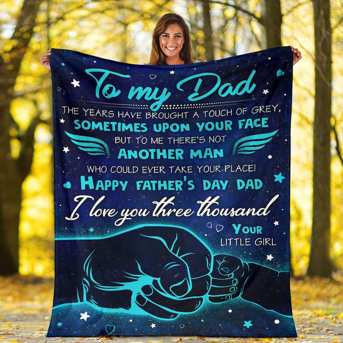 Personalized Blanket To My Dad From Daughter Fist Bump Printed Galaxy Background Father's Day Blanket Custom Name